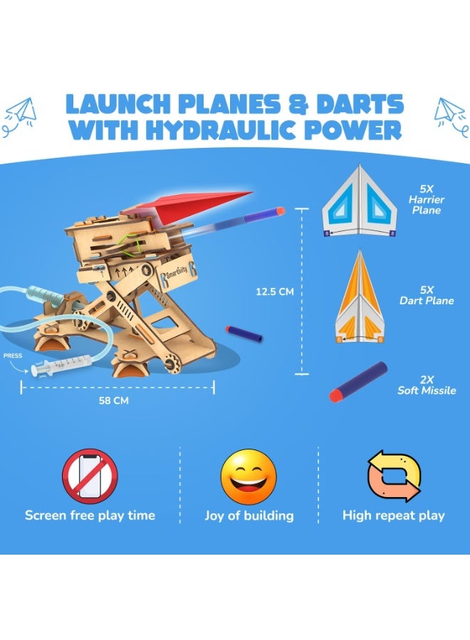 Smartivity 2in1 Hydraulic Aeroplane & Dart Launcher Toy for Kids 6-8-10-12-14 Years Old | Shoots Planes/Darts Far in Air I Birthday Gifts for Boys & Girls | DIY Science Toy for Kids 6-14 - Image 3